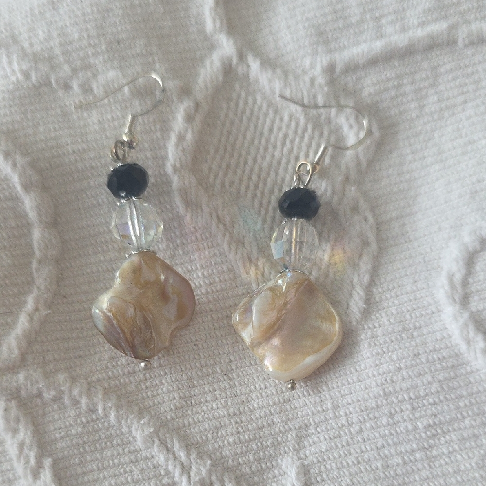 Elegant Pearl and Black Earrings